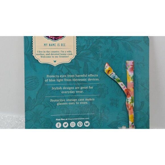 The Pioneer Woman Breezy Blossom Blue Light Screen Protection Glasses With Case - Picture 3 of 3